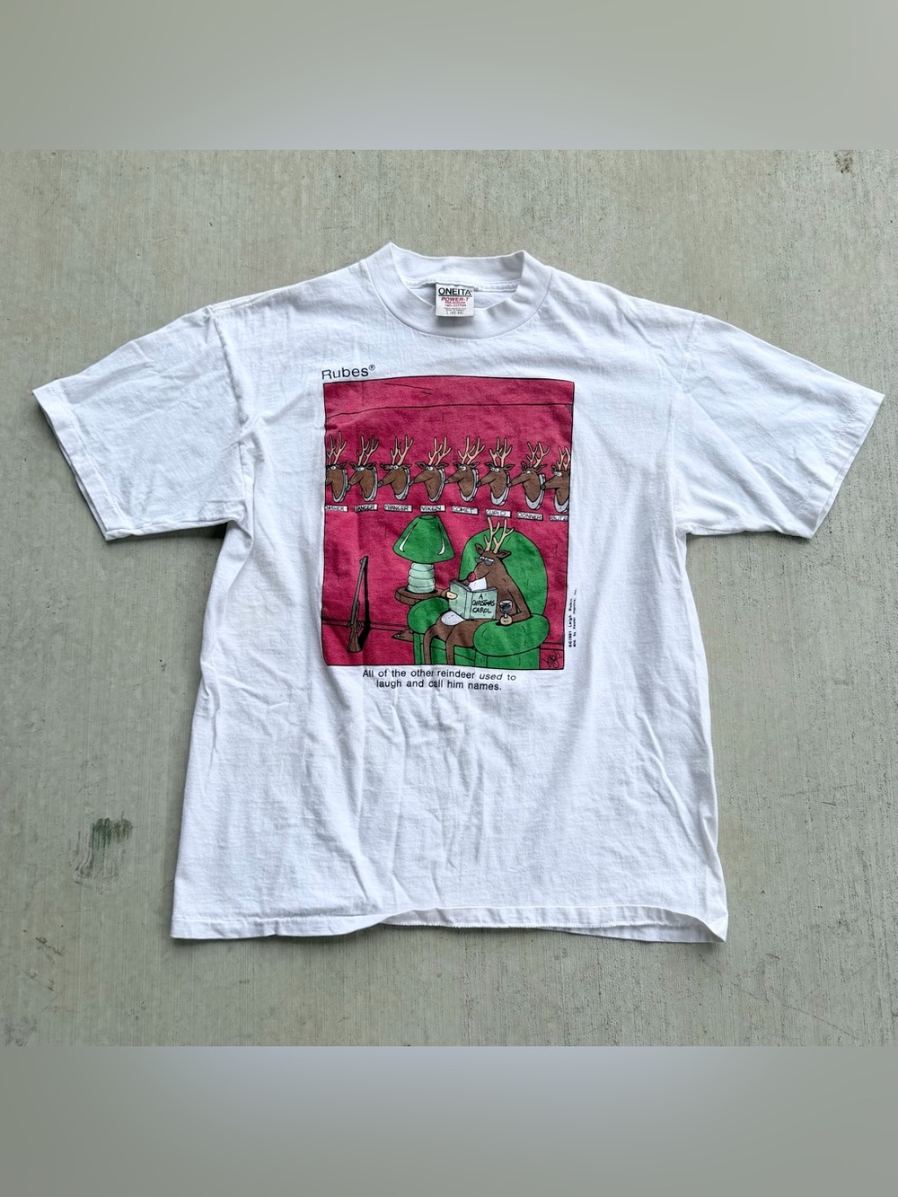 Vintage Rubes Comic Strip T Shirt Rudolph Christmas Funny 90s Single Stitch